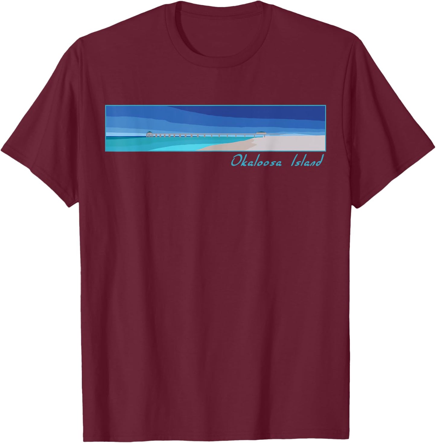 Okaloosa Island Pier, Fort Walton Beach, Florida T Shirt Men T-Shirt - T-Shirt | Maroon