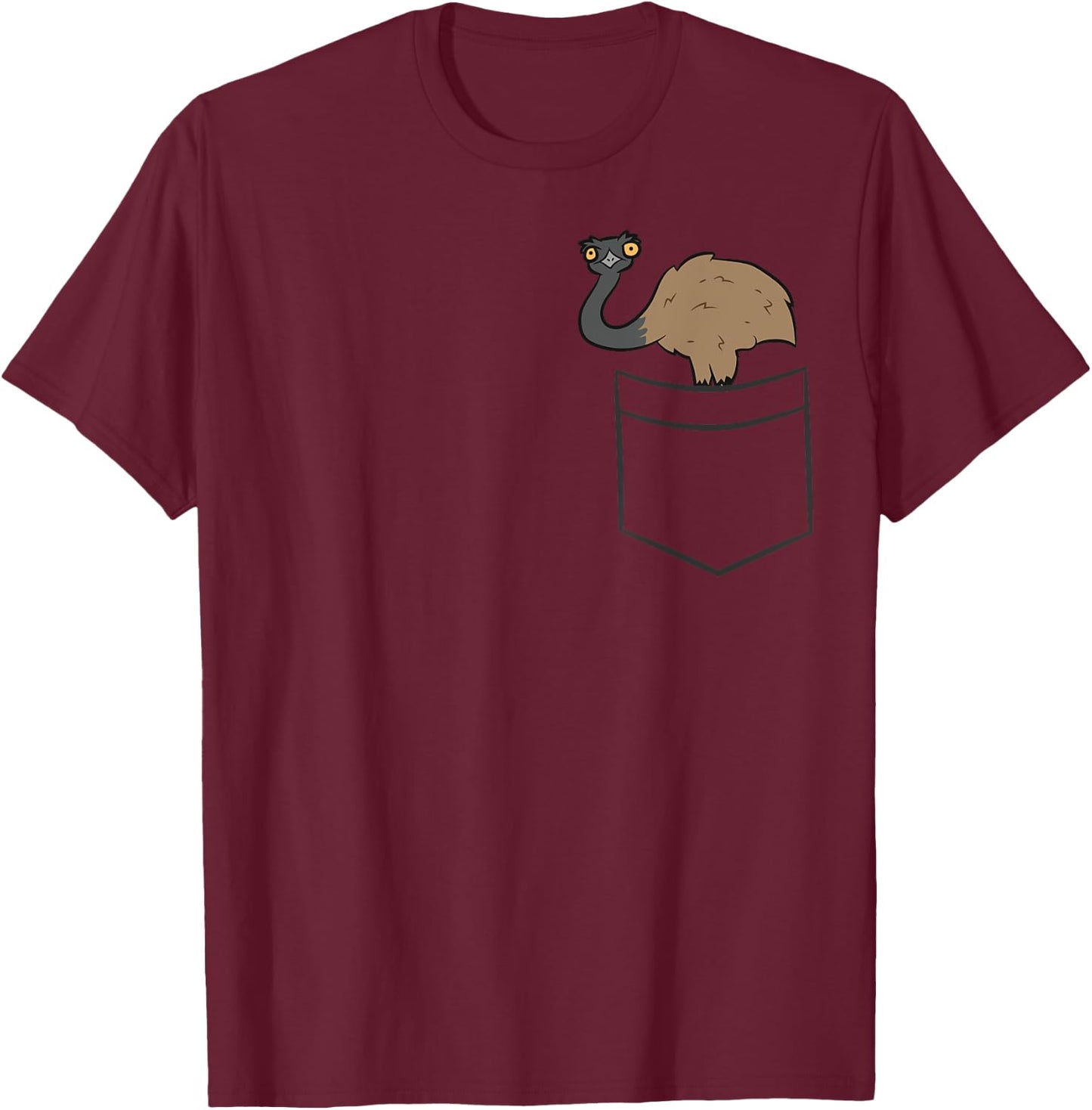 Funny Emu Lover Gifts Emu Bird In The Pocket Cute Pocket Emu T-Shirt - T-Shirt | Maroon