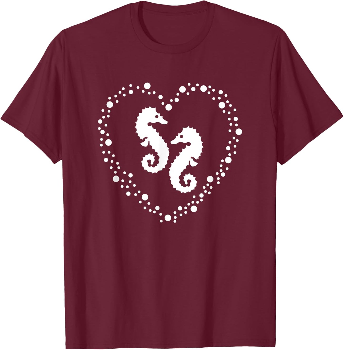 Seahorses in love in bubble heart mystical sea creatures T-Shirt - T-Shirt | Maroon