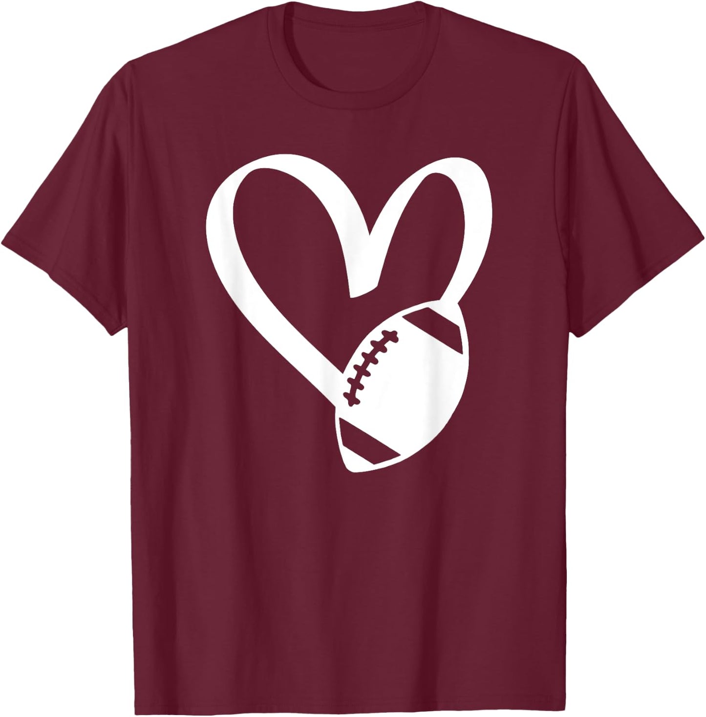 Football Heart T-Shirt - T-Shirt | Maroon