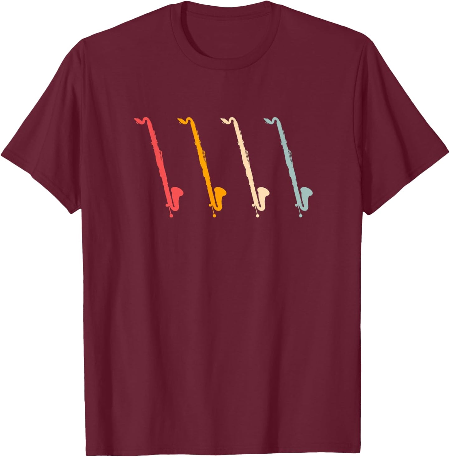 Contrabass Clarinet Retro Bass Clarinet Silhouette T-Shirt - T-Shirt | Maroon