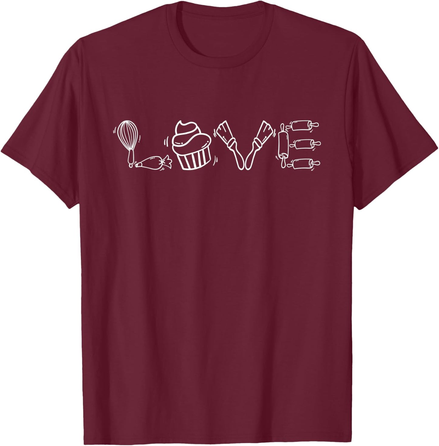Love Cake Decorator Baker Pastry Chef Bakery Owner Baking T-Shirt - T-Shirt | Maroon