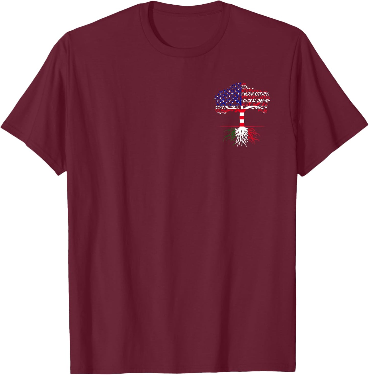 American Grown Italian Roots Italian American Flag Patriotic T-Shirt - T-Shirt | Maroon
