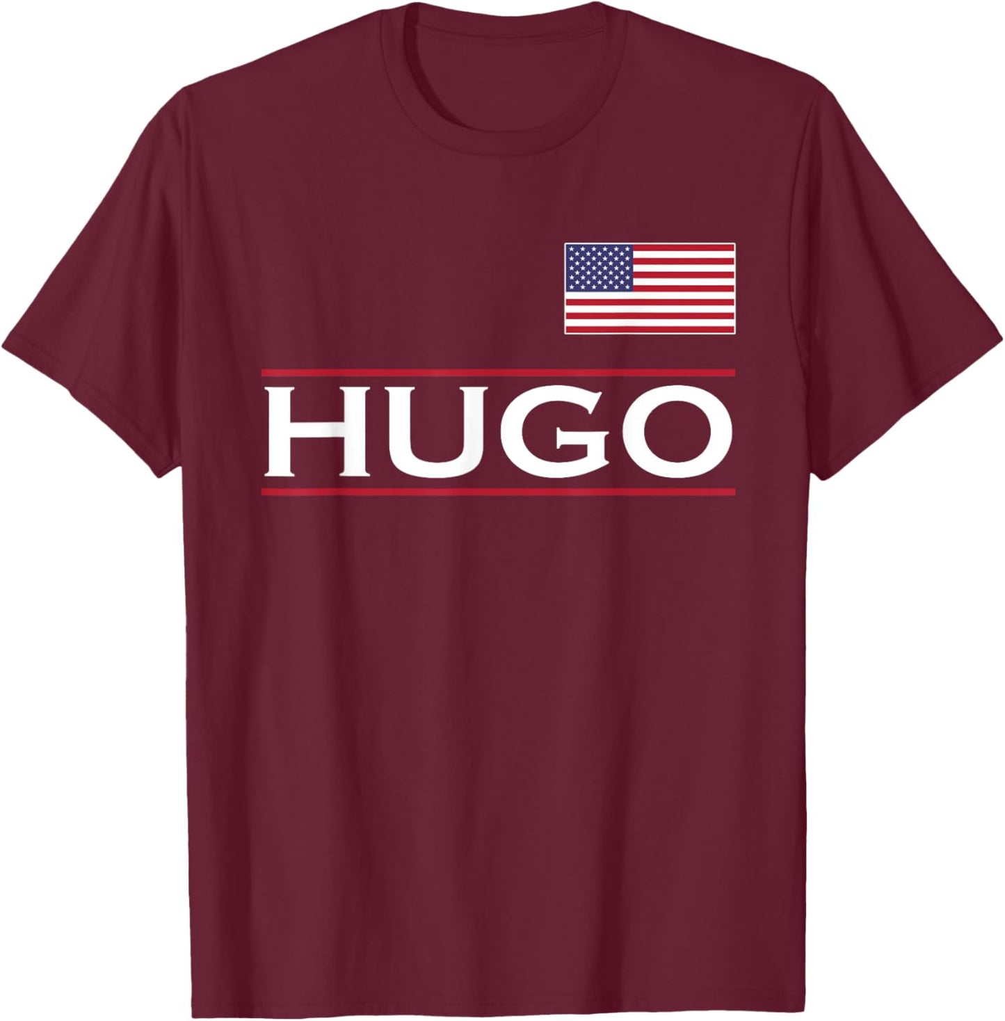 HUGO Personalized Name Funny Birthday Gift T-Shirt - T-Shirt | Maroon