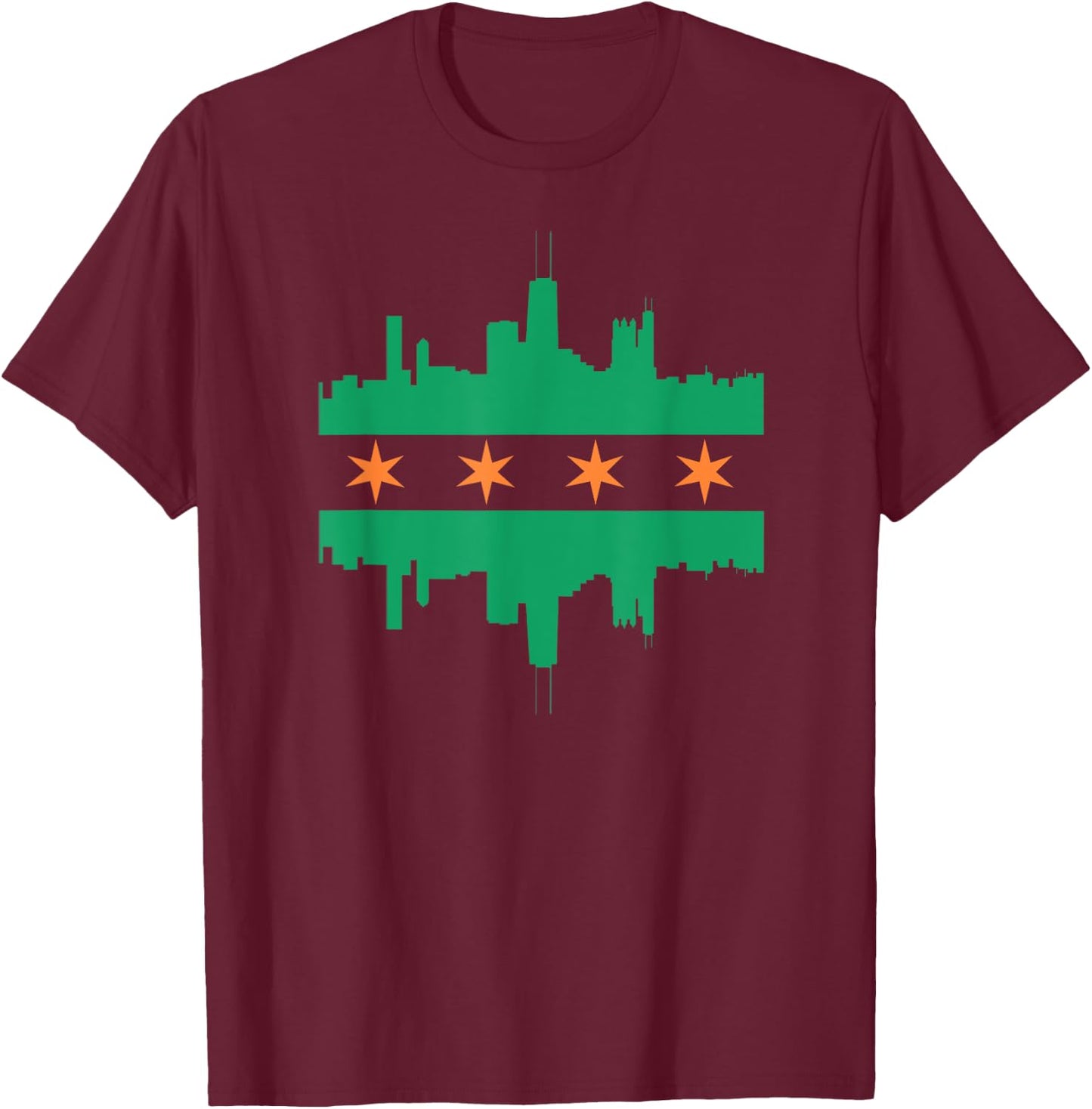 CHICAGO IRISH SKYLINE Green St Patricks Day Flag T Shirt T-Shirt - T-Shirt | Maroon