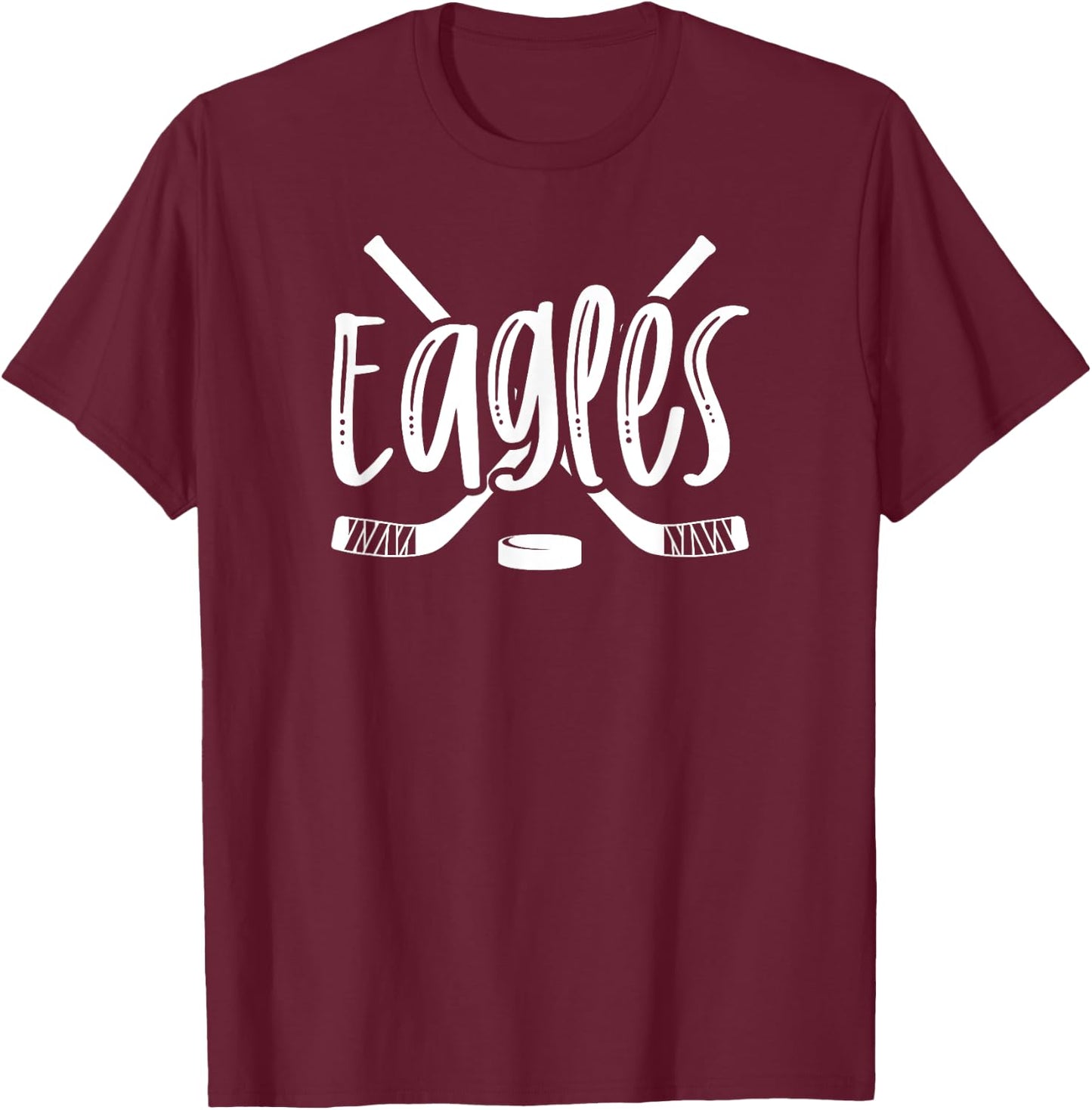 Eagles Hockey Team Mascot School Spirit Game Night T-Shirt - T-Shirt | Maroon