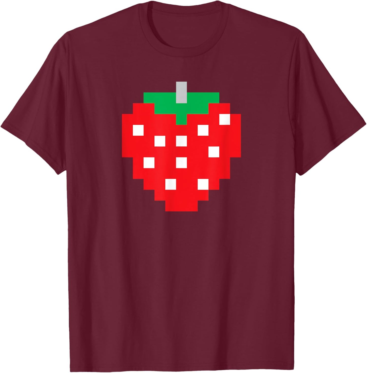 Pixel Strawberry 80s Video Game Halloween Costume T-Shirt - T-Shirt | Maroon