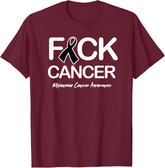 Melanoma Cancer Awareness Shirt Fck Cancer T-Shirt - T-Shirt | Maroon