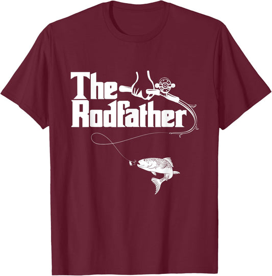 Funny Fishing - The Rodfather T-Shirt - T-Shirt | Maroon
