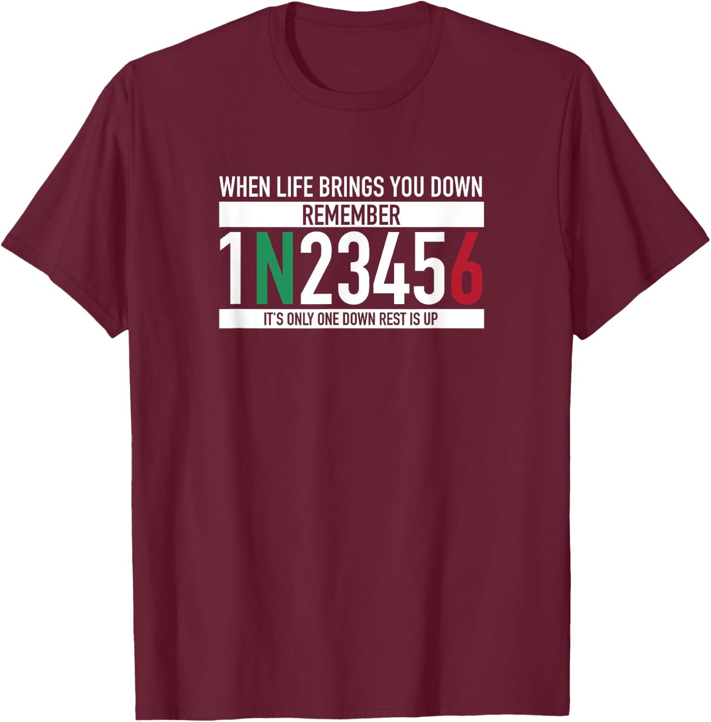 1N23456 Motorcycle Gear Shift Motorcyclist T-Shirt - T-Shirt | Maroon