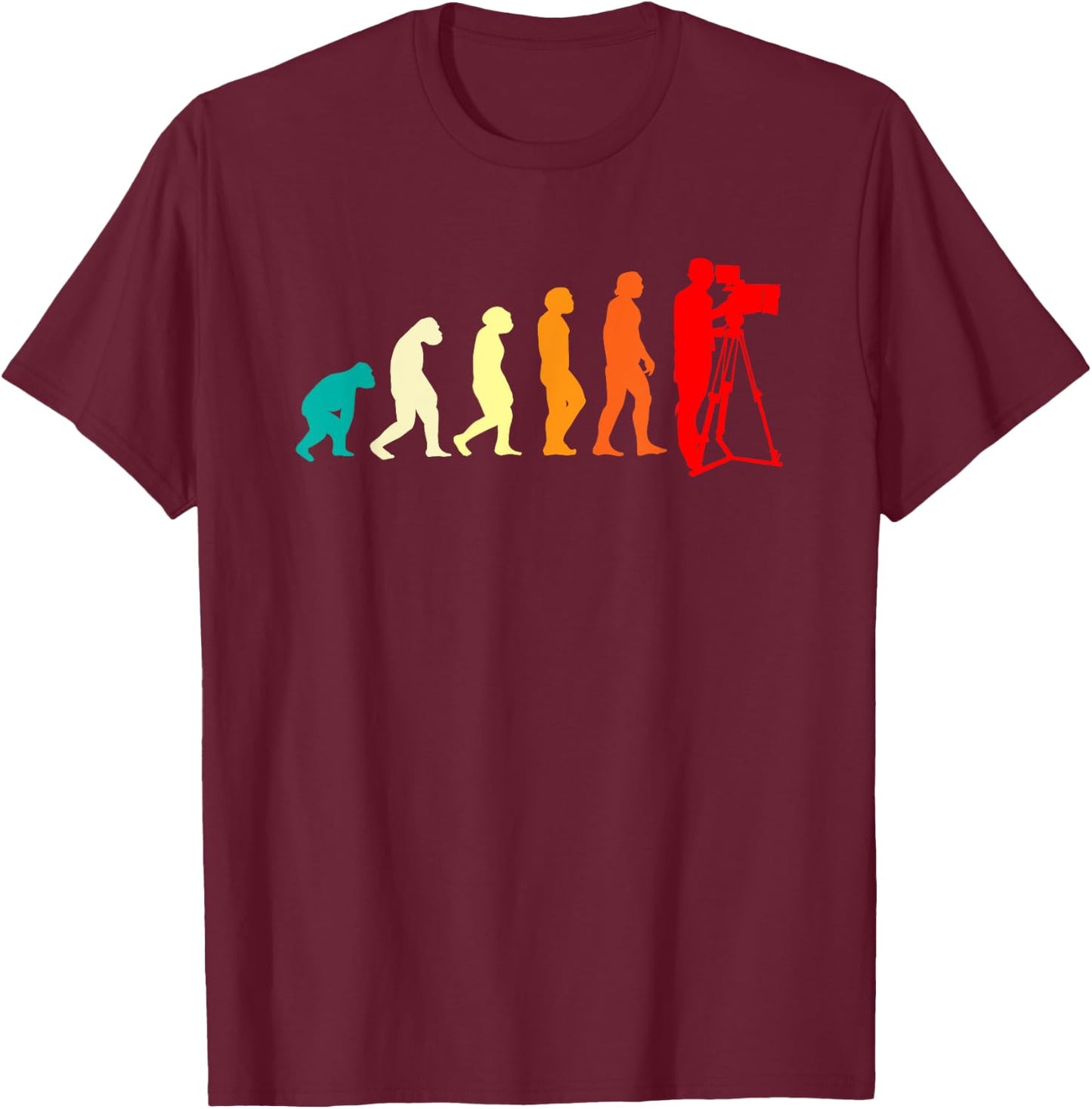 Film School Filmmaker Cinematographer Evolution Retro T-Shirt - T-Shirt | Maroon