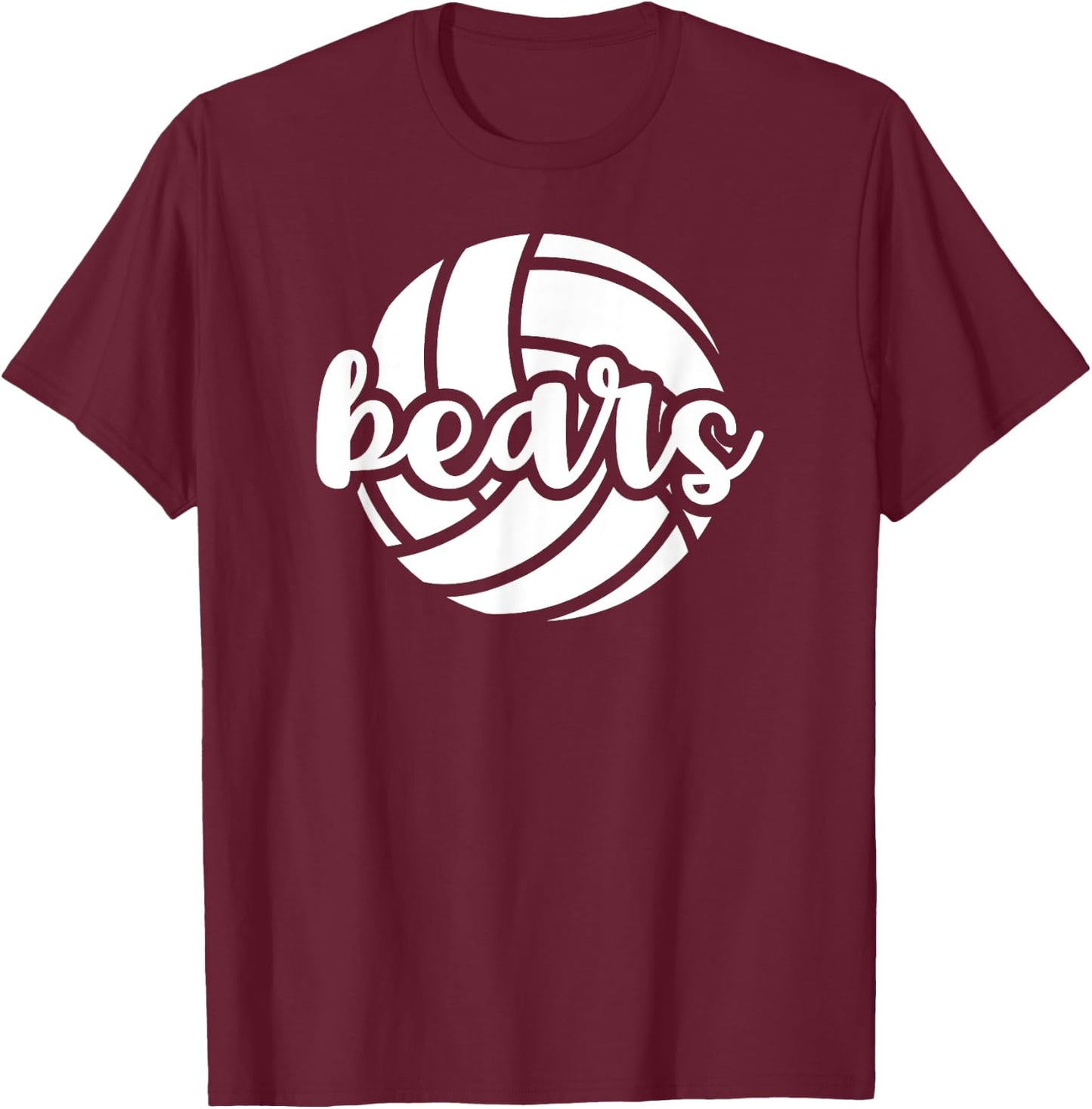 Bears Volleyball Team Mascot School Spirit Game Day T-Shirt - T-Shirt | Maroon