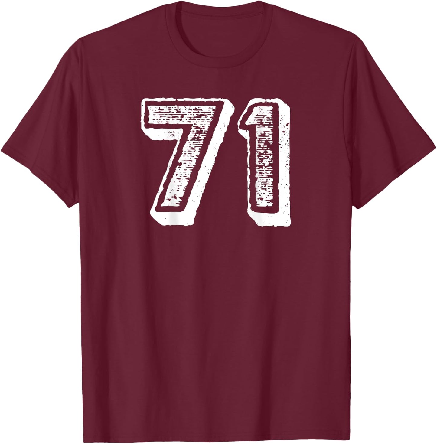 Number 71 Sports Jersey Player #71 Fan BACK PRINT Vintage T-Shirt - T-Shirt | Maroon