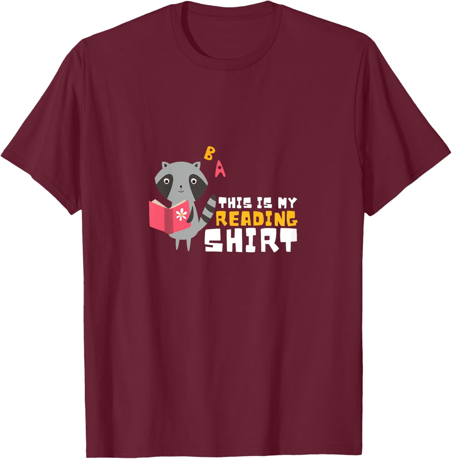 Kids Cute Kawaii Raccoon This is my reading T-Shirt - T-Shirt | Maroon
