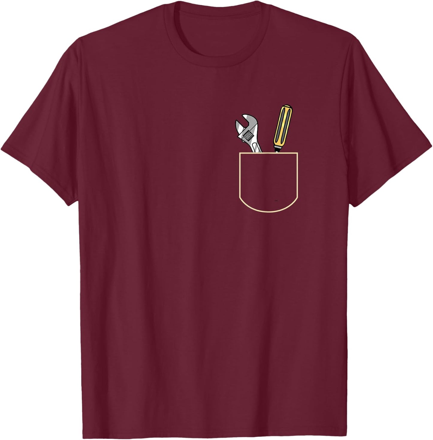 Funny Working Tools In The Pocket Gift Mechanic Pocket T-Shirt - T-Shirt | Maroon