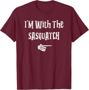 I'm With Sasquatch Halloween Costume Funny Couples Matching T-Shirt - T-Shirt | Maroon