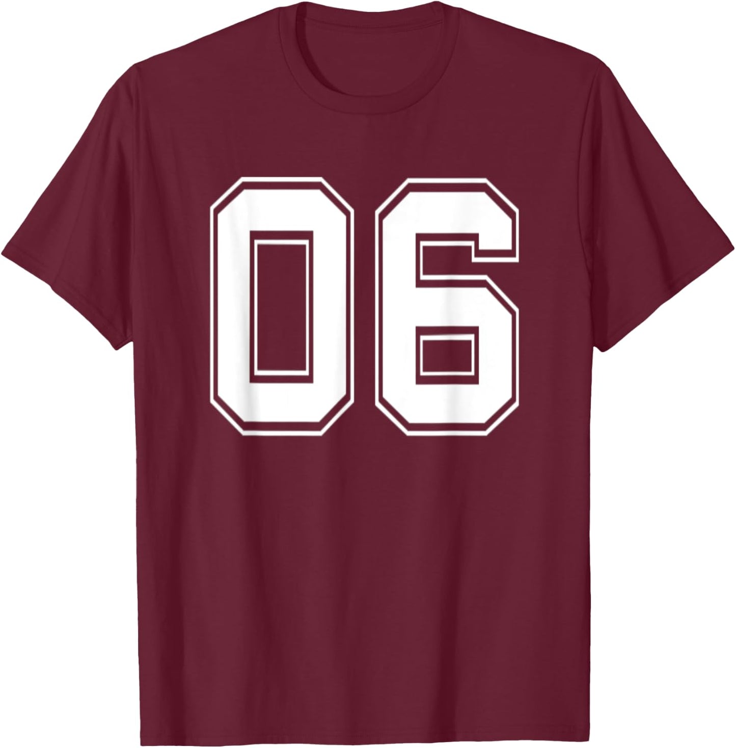 Number 06 Baseball Football Soccer Birthday T-Shirt - T-Shirt | Maroon