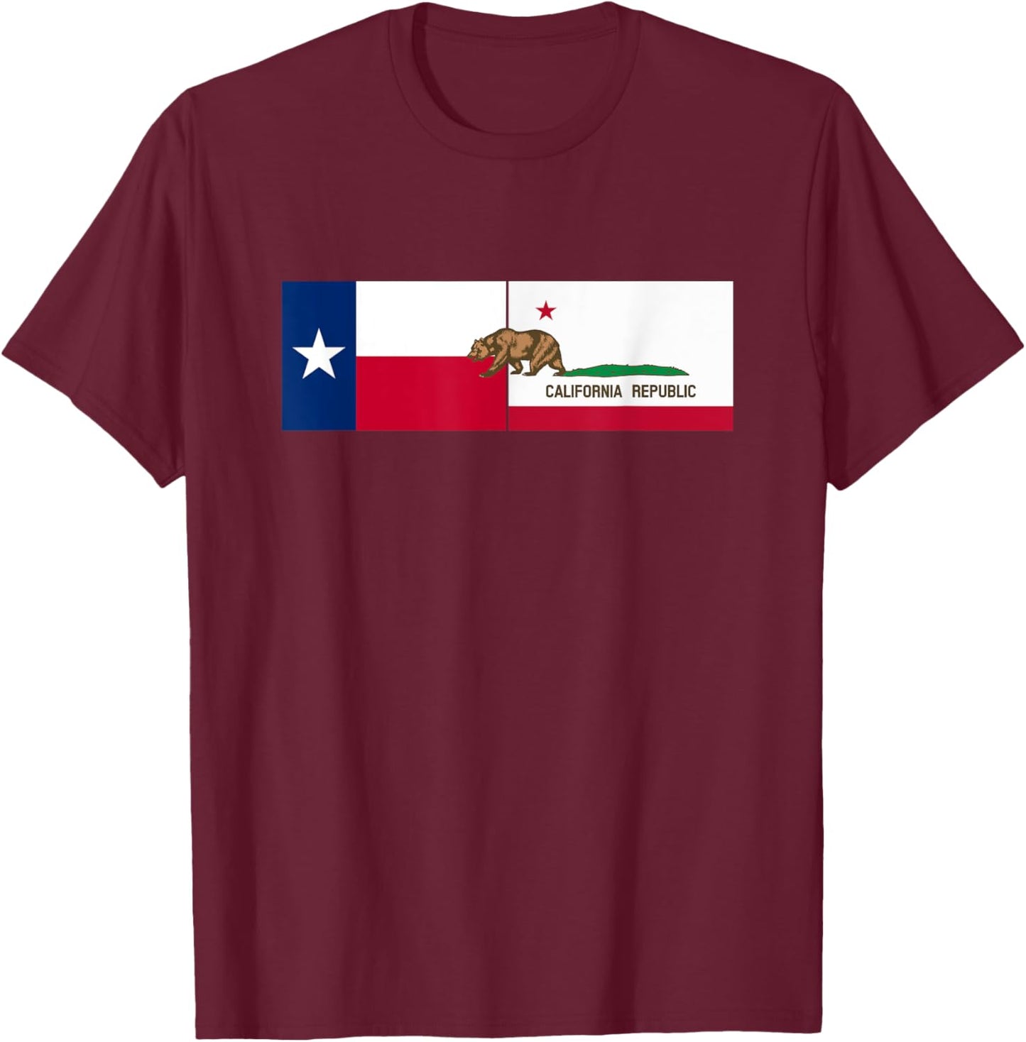 Moving To Texas - Leaving California Funny FLAG Designed T-Shirt - T-Shirt | Maroon