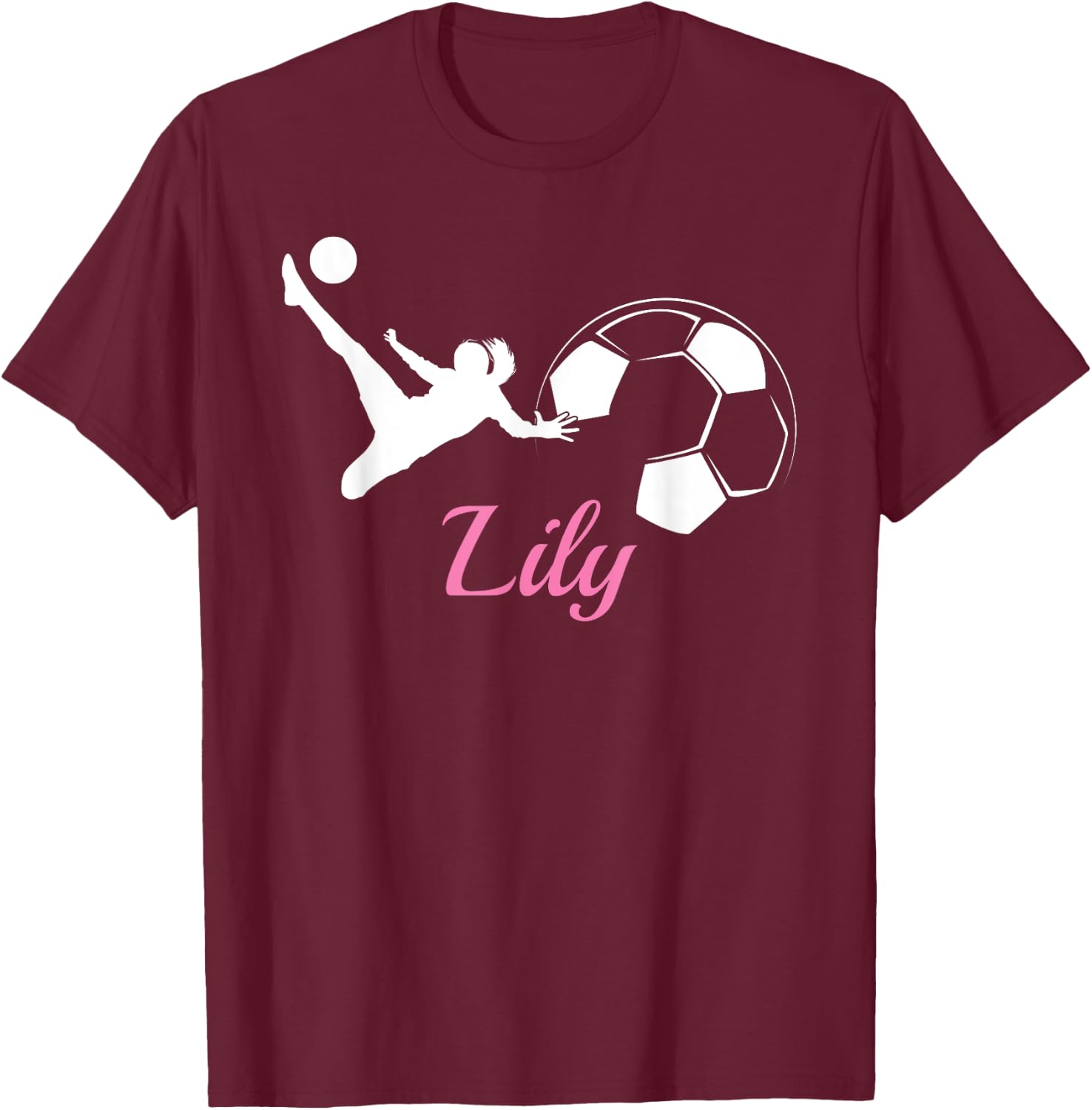 Lily Name Shirt Soccer Personalized Gift T-Shirt - T-Shirt | Maroon