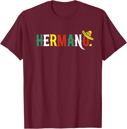 Mexican Fiesta Birthday Party Theme Hermano Matching Family T-Shirt - T-Shirt | Maroon