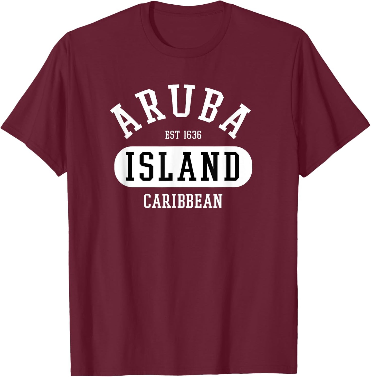 Retro Aruba Caribbean College Jersey Style Graphic Design T-Shirt - T-Shirt | Maroon