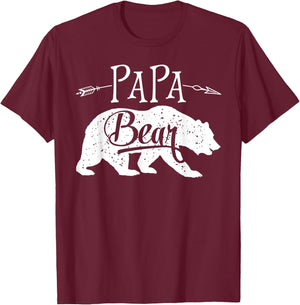 Papa Bear T shirt Fathers Day Family Matching Couple Men T-Shirt - T-Shirt | Maroon