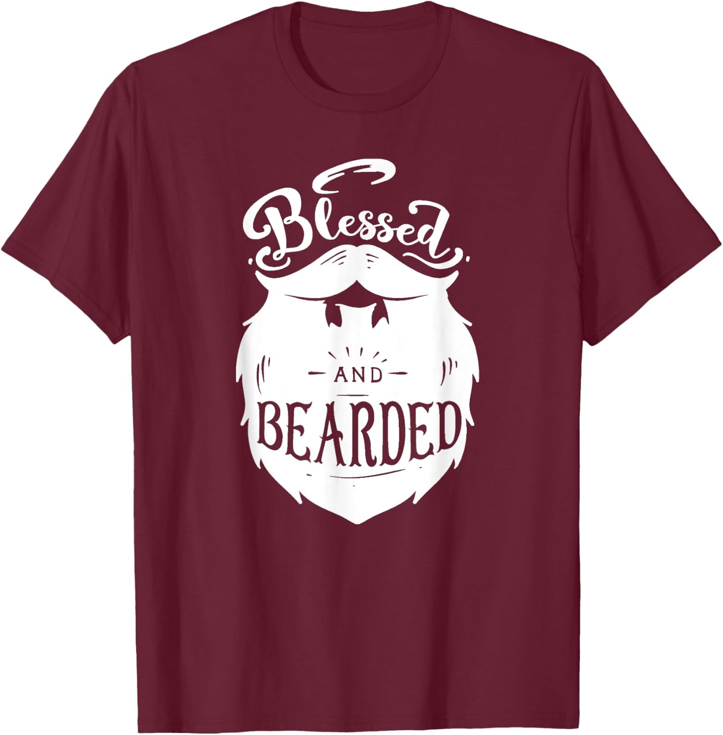 Blessed and Bearded - Jesus Praying Beard Hair Mustache T-Shirt - T-Shirt | Maroon