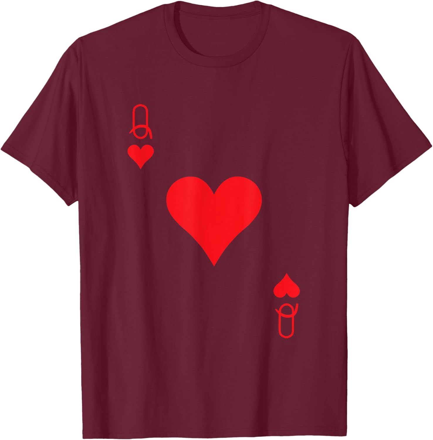 Queen of Hearts Cards Valentine Matching Couple Him & Her T-Shirt - T-Shirt | Maroon