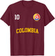 Colombia Soccer Shirt 10 + BACK Colombian Flag Camisa Futbol T-Shirt - T-Shirt | Maroon