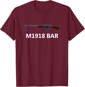 M1918 Bar Rifle Gun Firearm WW2 WWII Army Military T-Shirt - T-Shirt | Maroon