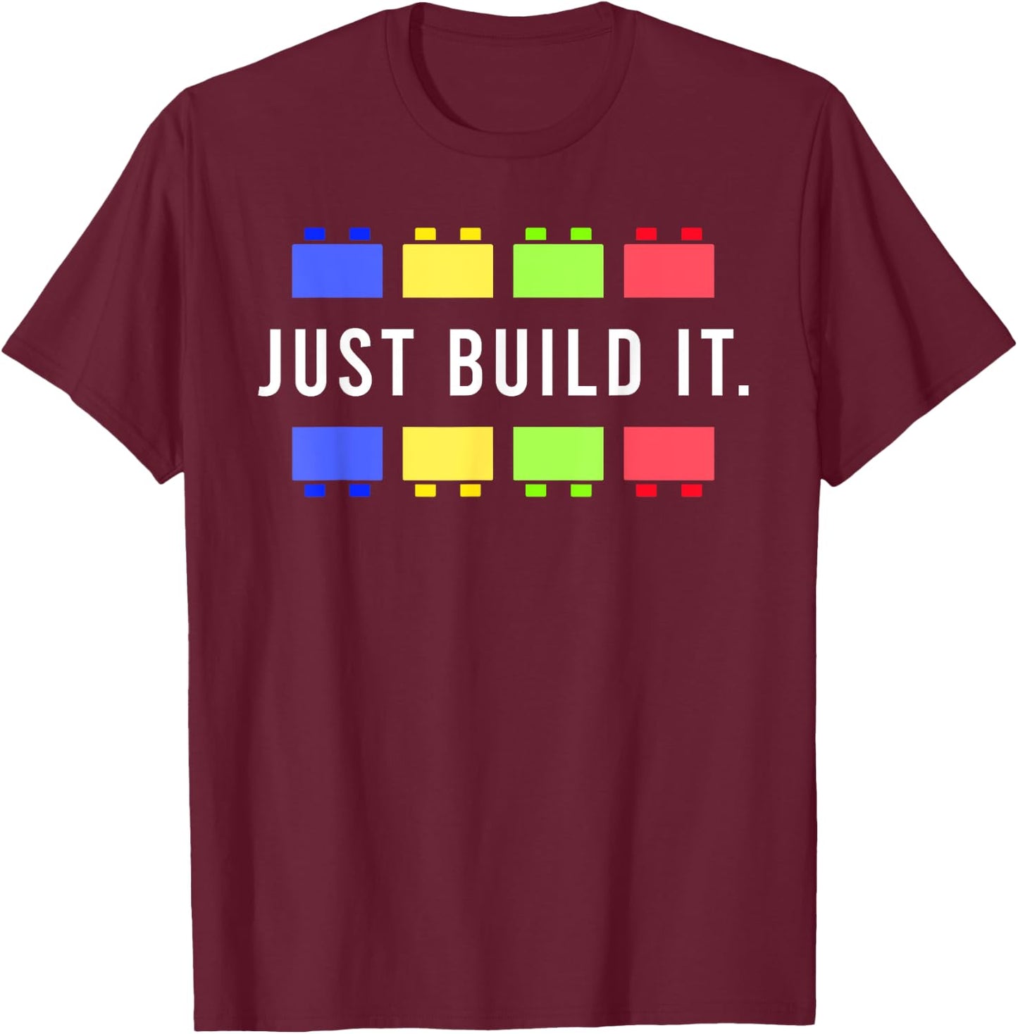 Build It Master Builder Construction Building Blocks Bricks Small T-Shirt - T-Shirt | Maroon