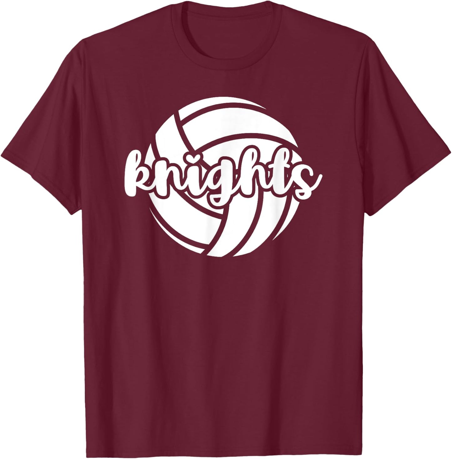 Knights Volleyball Team Mascot School Spirit Game Night T-Shirt - T-Shirt | Maroon