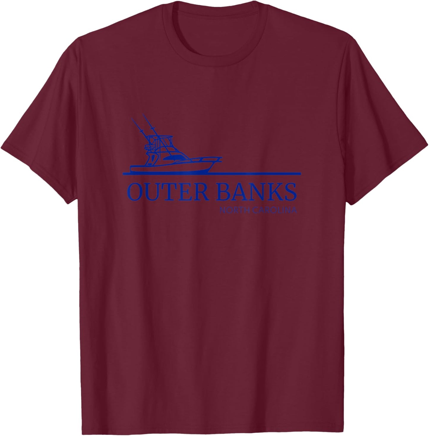 OBX Sportfisher Sportfishing Outer Banks Commercial Fishing T-Shirt - T-Shirt | Maroon