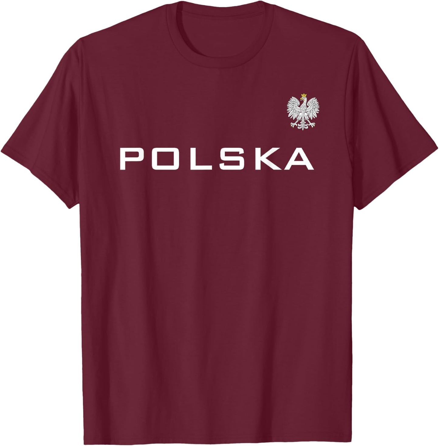 Polska Poland Flag Sports Athletic Jersey Style T-Shirt - T-Shirt | Maroon