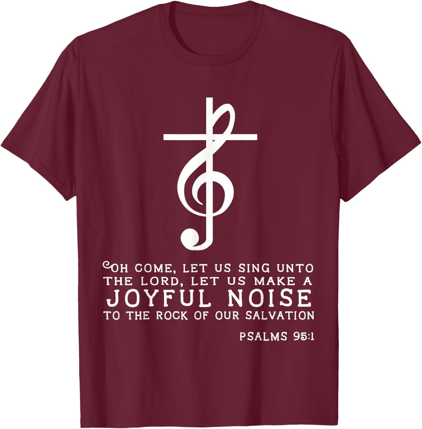 Christian Music Cross Treble Clef Musical Gift T-Shirt - T-Shirt | Maroon