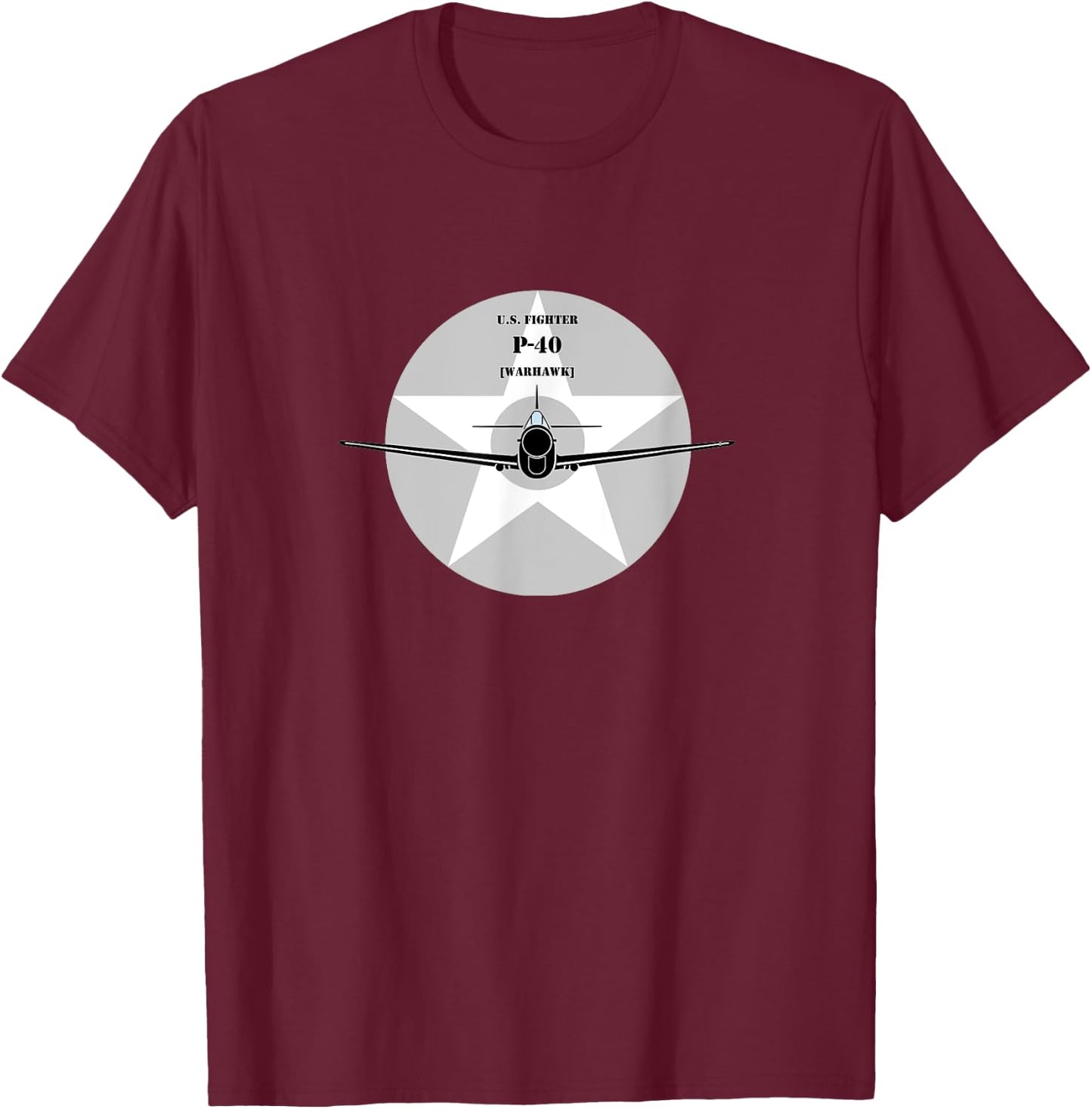 Curtiss P-40 Warhawk WW2 Fighter T-Shirt - T-Shirt | Maroon