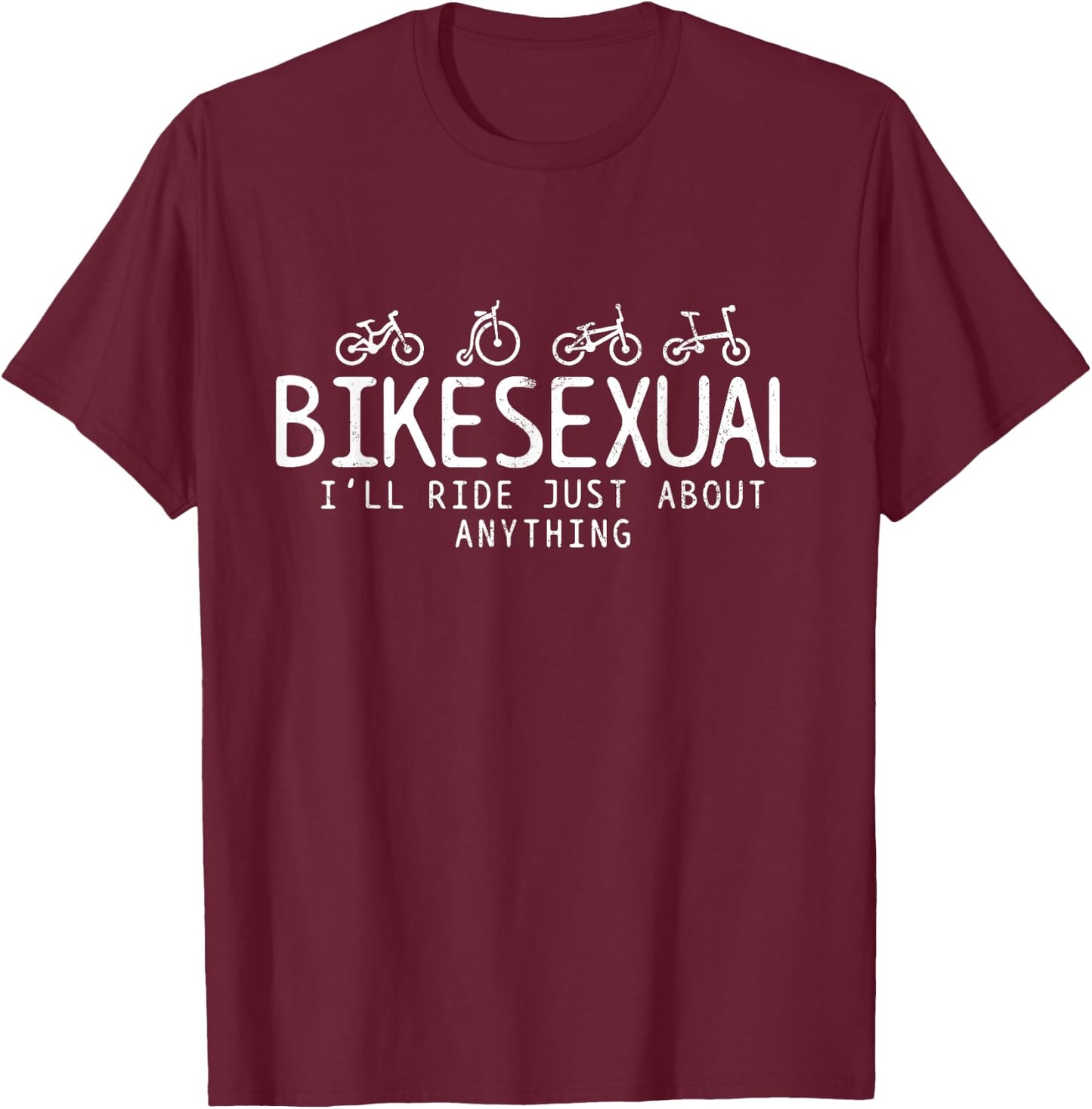 Bikesexual - Funny Bicycle Bike Cycling Shirt Gift T-Shirt - T-Shirt | Maroon