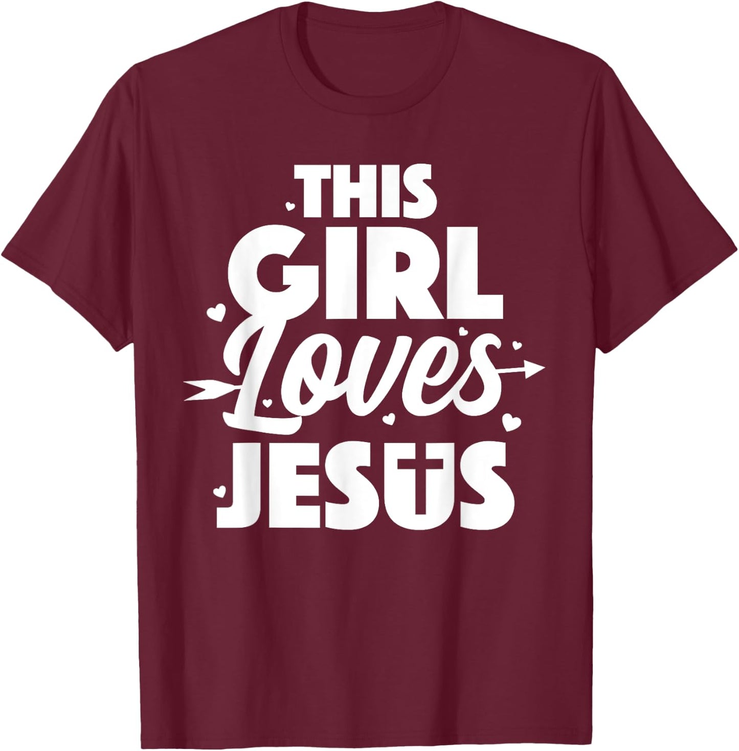 Cool Jesus Art For Girls Women Kids Jesus Christian Lover T-Shirt - T-Shirt | Maroon