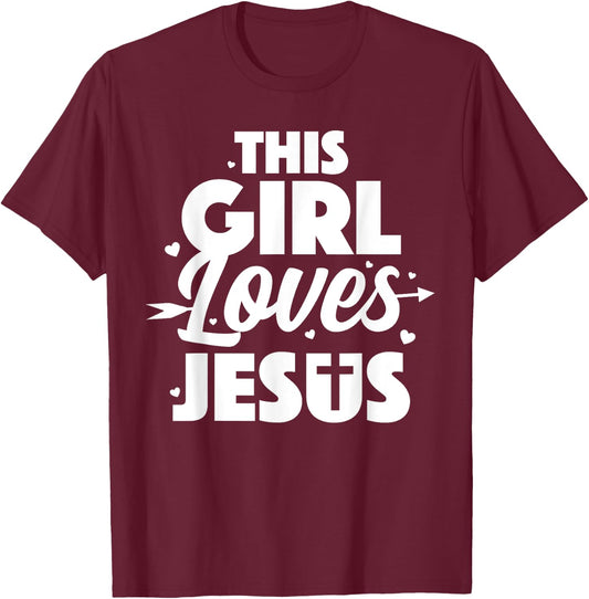 Cool Jesus Art For Girls Women Kids Jesus Christian Lover T-Shirt - T-Shirt | Maroon