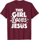 Cool Jesus Art For Girls Women Kids Jesus Christian Lover T-Shirt - T-Shirt | Maroon