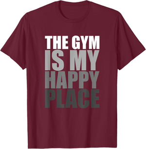 The Gym Is My Happy Place Gymnast Gymnastics Weight Lifting T-Shirt - T-Shirt | Maroon