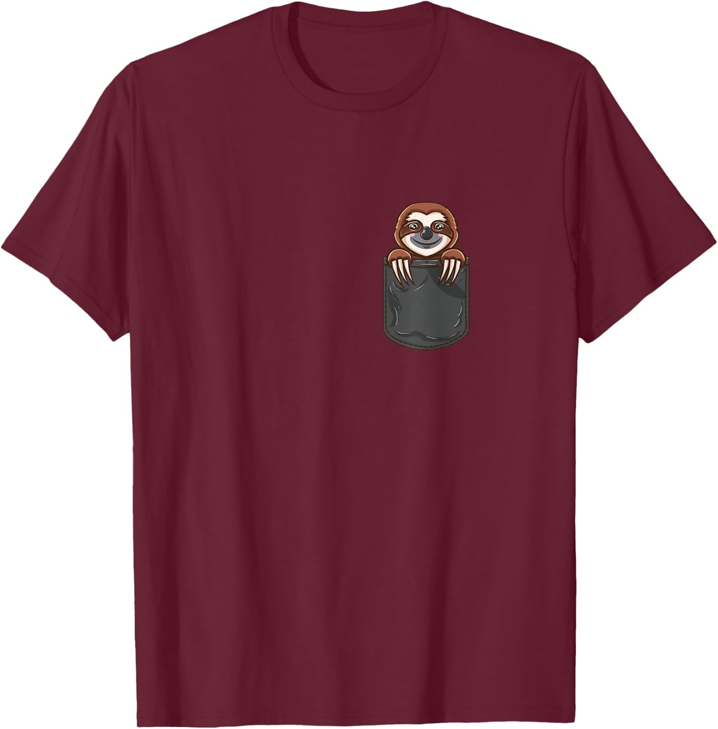 Sloth In Pocket T-Shirt - T-Shirt | Maroon