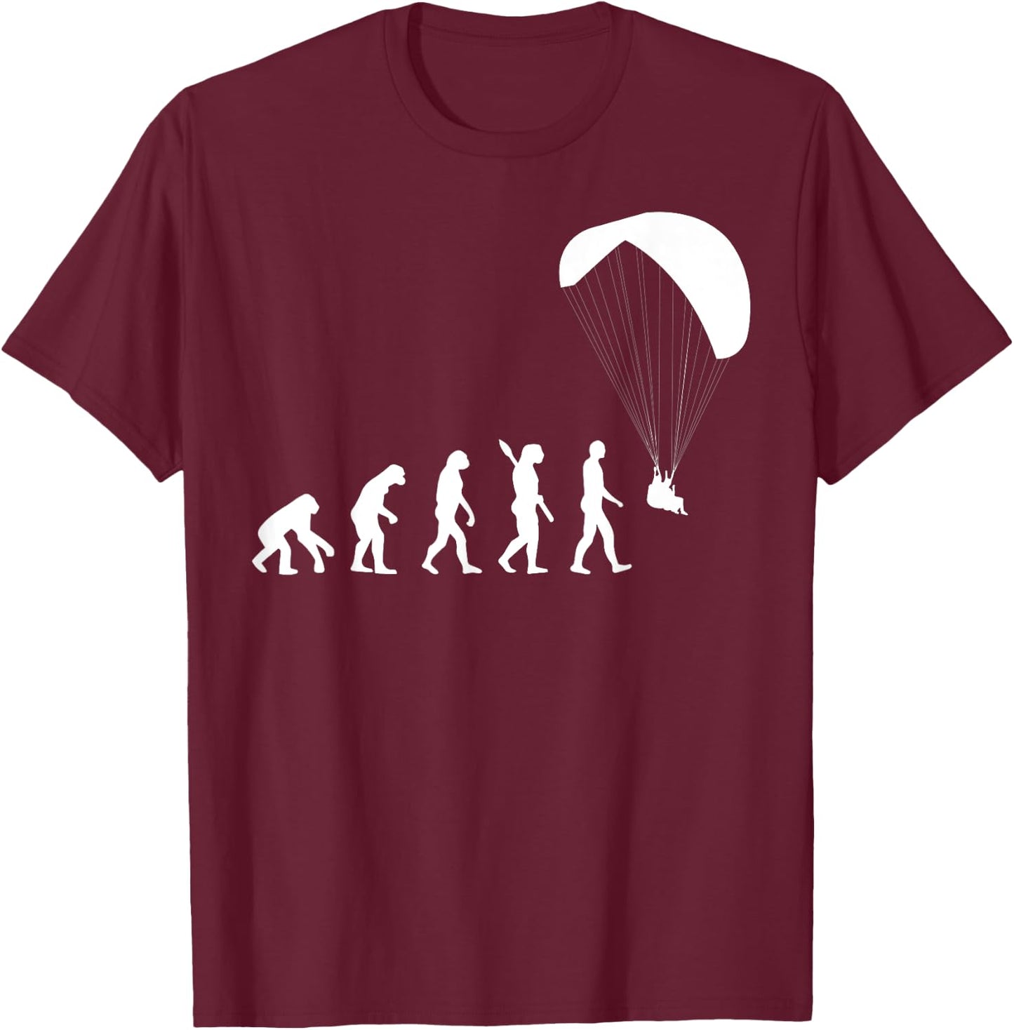 Paragliding Evolution Graphic Novelty Paraglider Soaring T-Shirt - T-Shirt | Maroon