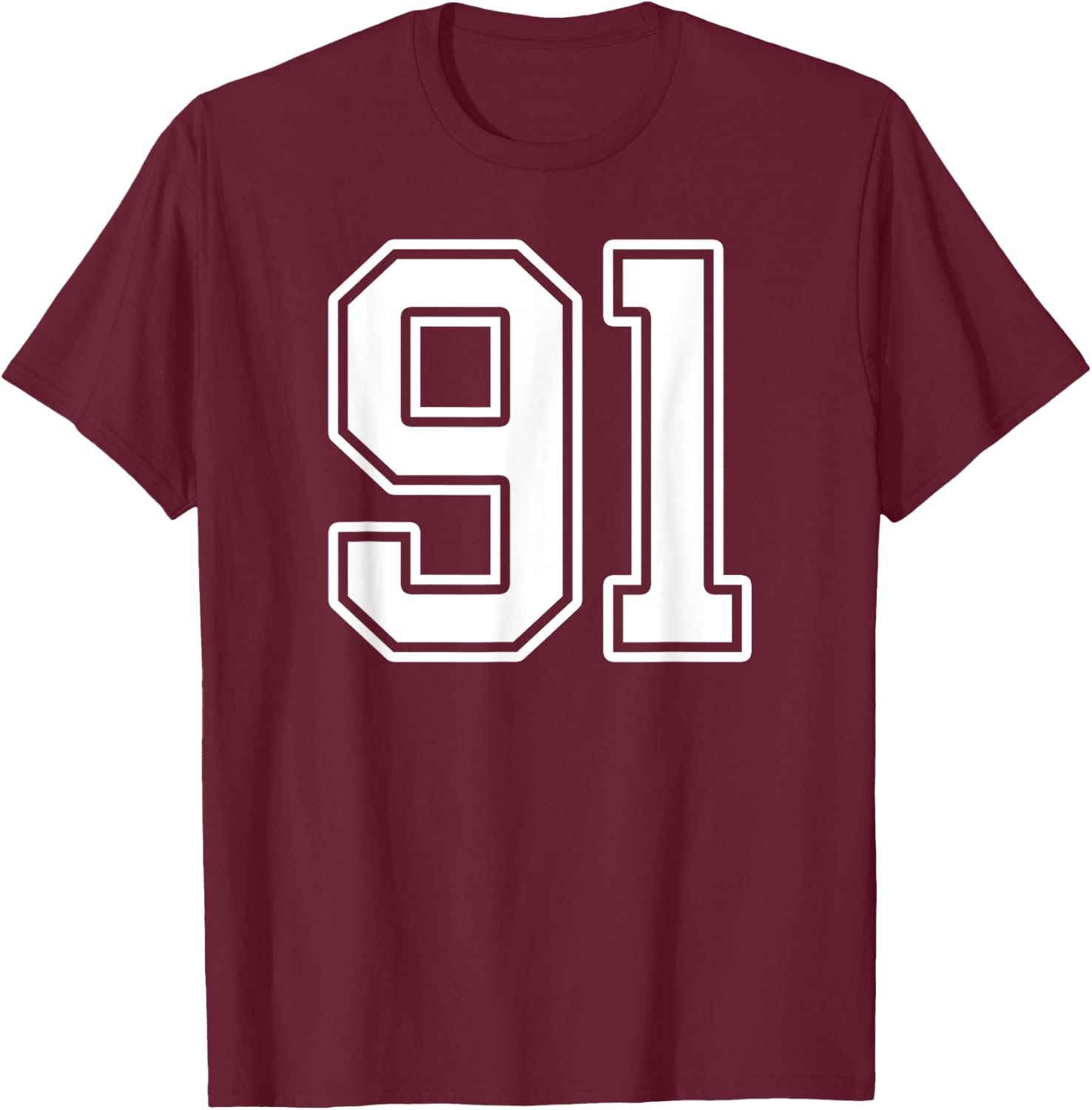 Number 91 Fan Player Jersey Style #91 Men Women Kids T-Shirt - T-Shirt | Maroon