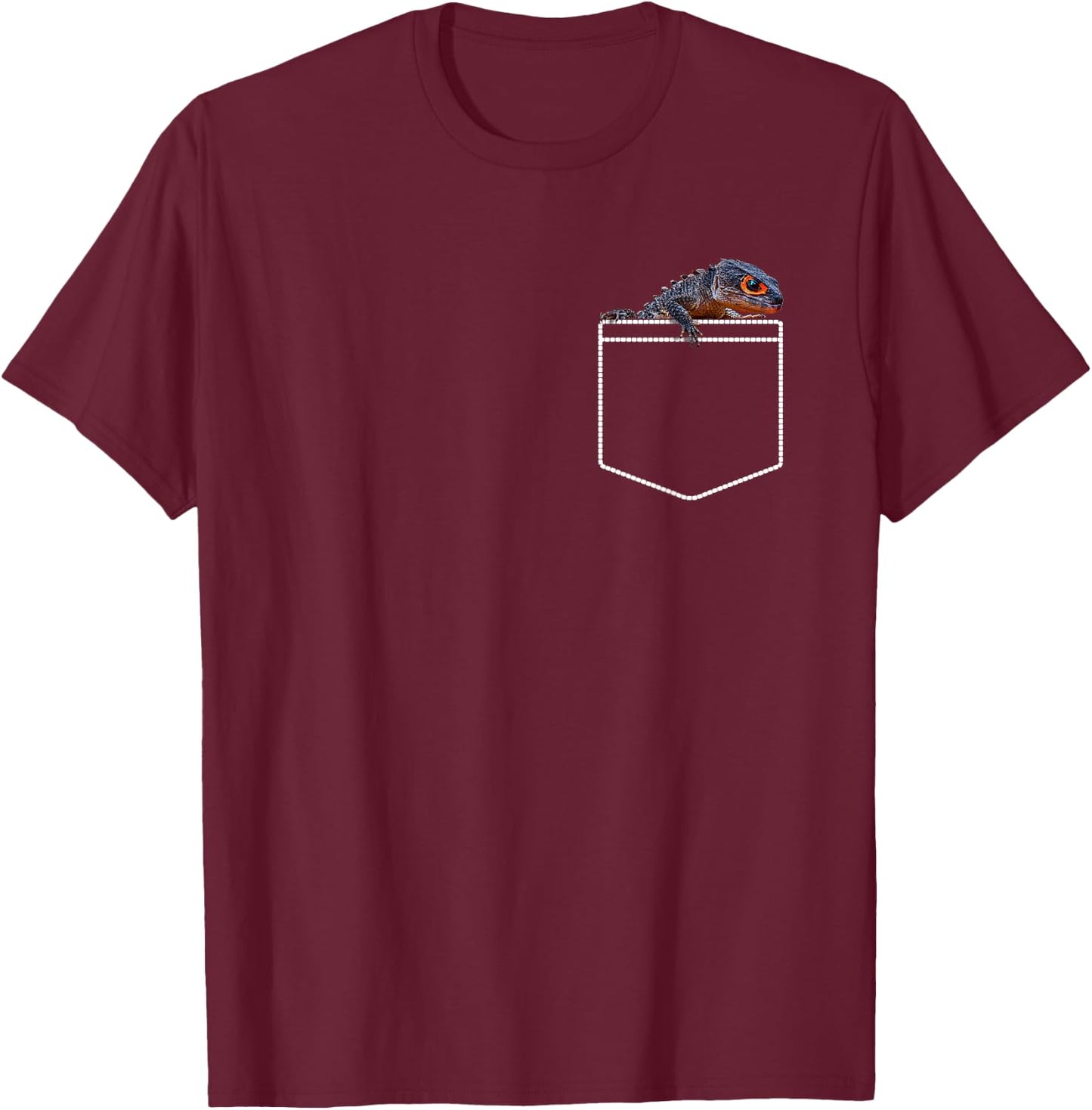 Red Eyed Crocodile Skink Pocket T-Shirt - T-Shirt | Maroon