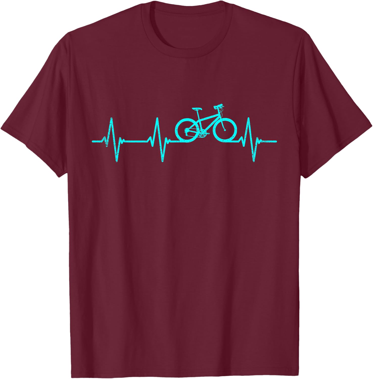 Mountain Biking Heartbeat Clothing Cyclist Cool Cycling Gift T-Shirt - T-Shirt | Maroon