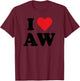 I Heart AW Initials I Love A.W. First And Last Name A W T-Shirt - T-Shirt | Maroon