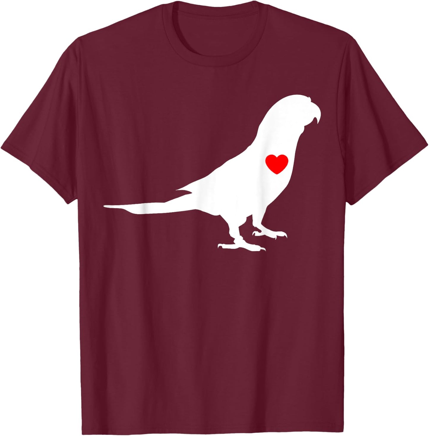 Parrot Heart Parakeet Tiel Quarrion Cockatoo Bird Ringneck T-Shirt - T-Shirt | Maroon