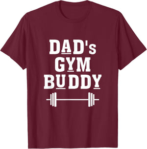 Dad's Gym Buddy Deadlift Fitness Building Muscle Barbell T-Shirt - T-Shirt | Maroon