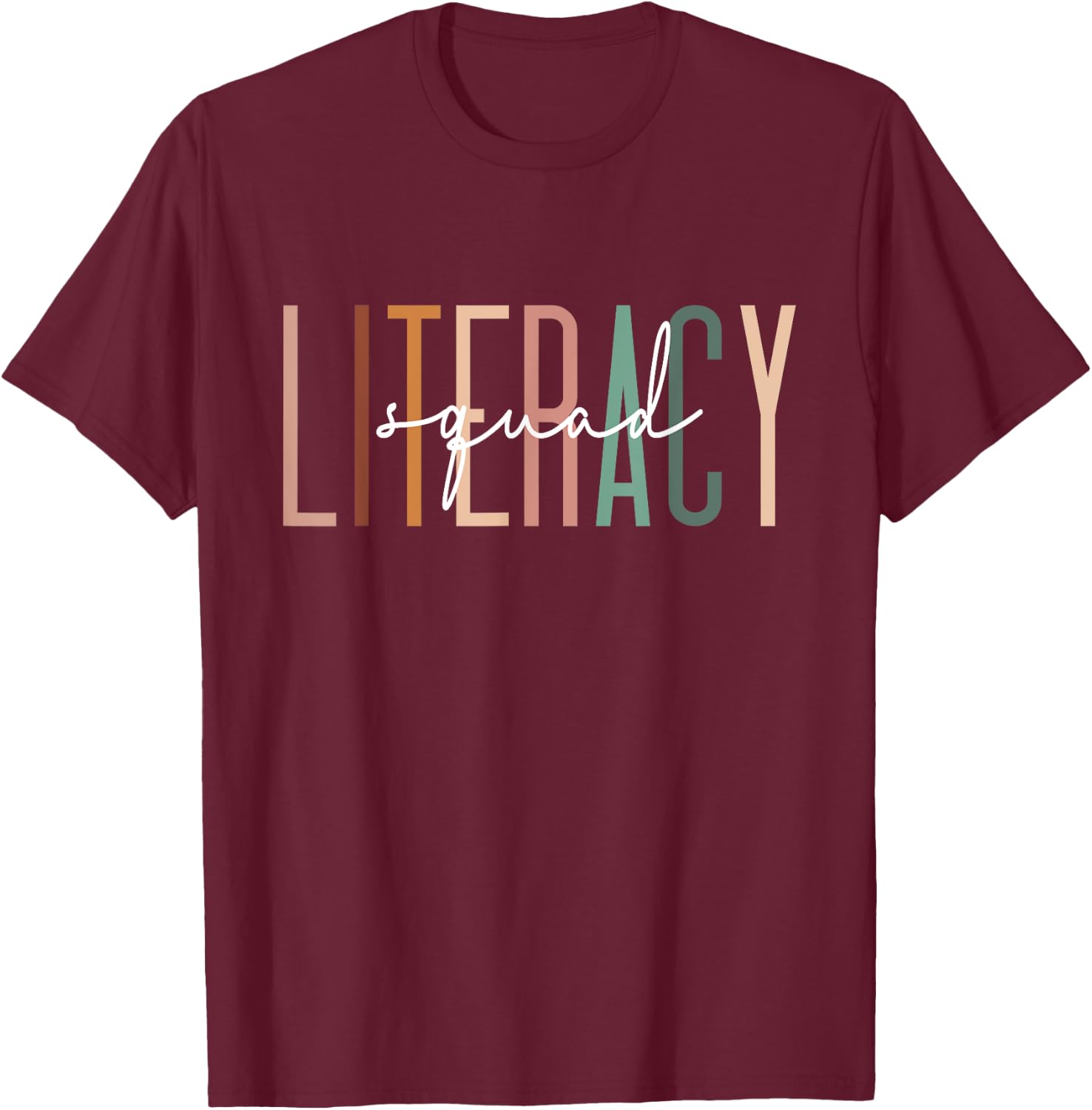 Literacy Squad Coach Reading School Librarian Teacher T-Shirt - T-Shirt | Maroon